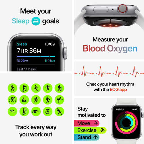 Apple Watch Series 6 (GPS + Cellular) 44mm Space Gray Aluminum Case with Black Sport Band - Space Gray Model:M07H3LL/A