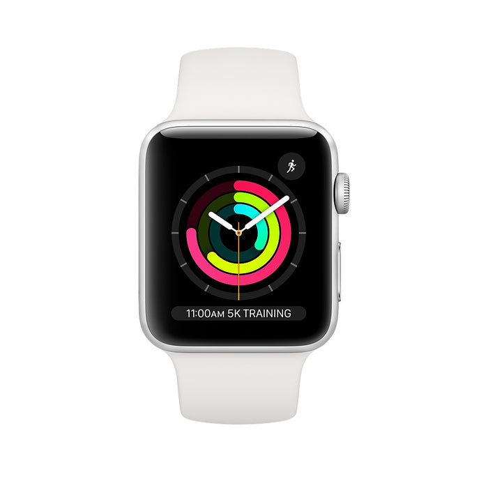 Apple Watch Series 3 (GPS) 38mm Silver Aluminum Case with White Sport Band - Silver Aluminum Model:MTEY2LL/A