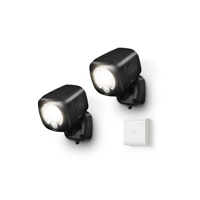 White Smart Lighting Motion Activated Outdoor Integrated LED Spot Light Battery 2-Pack with Smart Lighting Bridge White by Ring