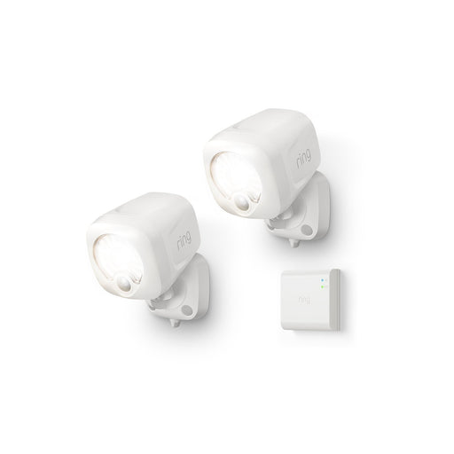 White Smart Lighting Motion Activated Outdoor Integrated LED Spot Light Battery 2-Pack with Smart Lighting Bridge White by Ring