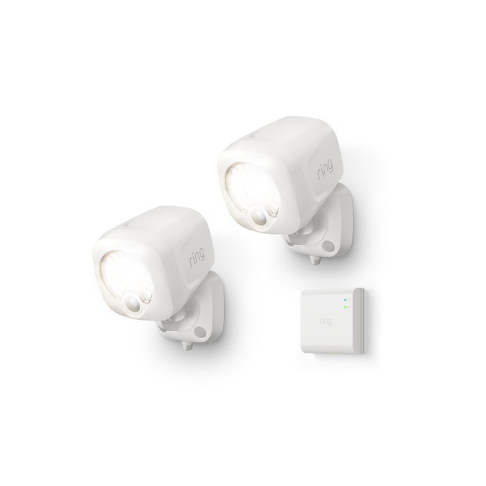 White Smart Lighting Motion Activated Outdoor Integrated LED Spot Light Battery 2-Pack with Smart Lighting Bridge White by Ring