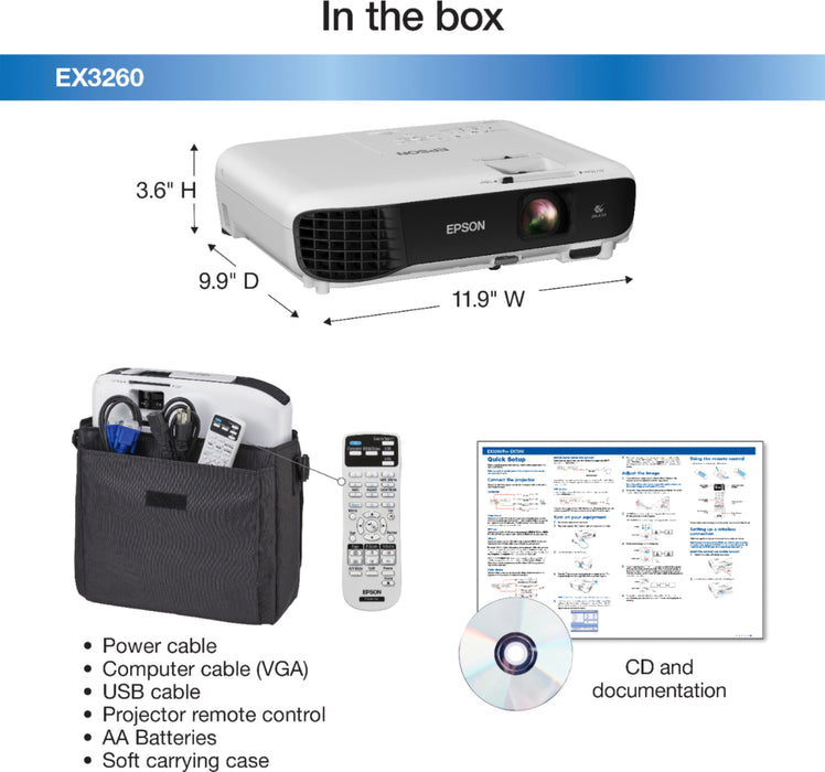 Epson - EX3260 SVGA 3LCD Projector - White Model:EX3260