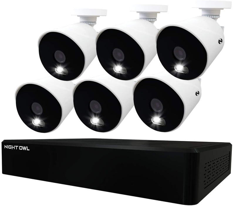 Night Owl Expandable 12 Channel Wired DVR with (6) 4K Ultra HD Wired Spotlight Cameras and 2TB Hard Drive