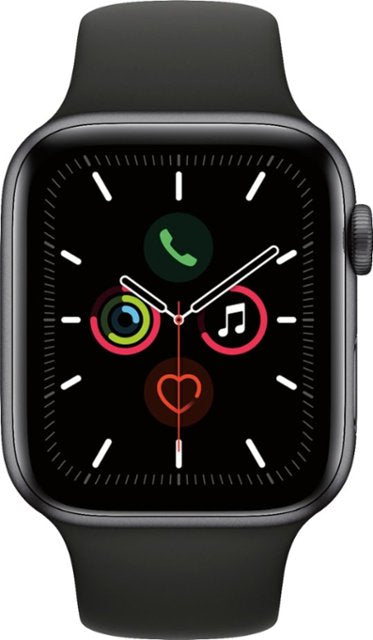 Apple Watch Series 5 (GPS + Cellular) 44mm Space Gray Aluminum Case with Black Sport Band - Space Gray Aluminum
