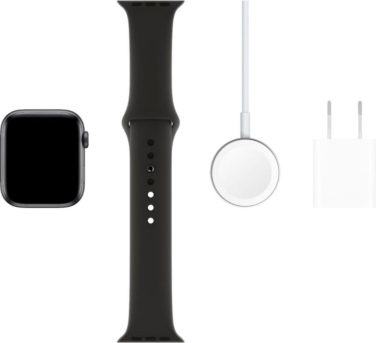 Apple Watch Series 5 (GPS + Cellular) 44mm Space Gray Aluminum Case with Black Sport Band - Space Gray Aluminum