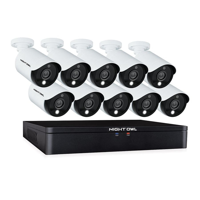 Night Owl Expandable 16 Channel Wired DVR with (10) 1080p HD Wired Spotlight Cameras and 1TB Hard Drive
