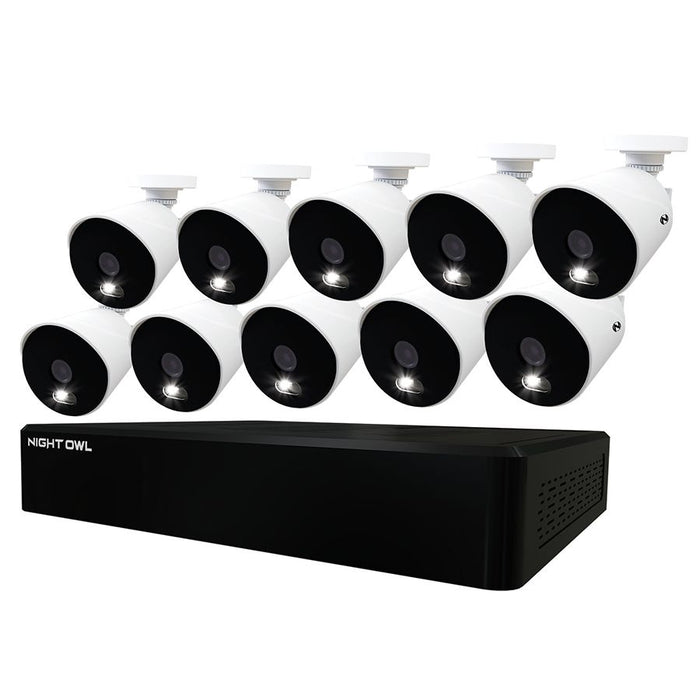 12 Channel 4K Wired Security System with 2TB Hard Drive and (10) 4K Wired Spotlight Cameras