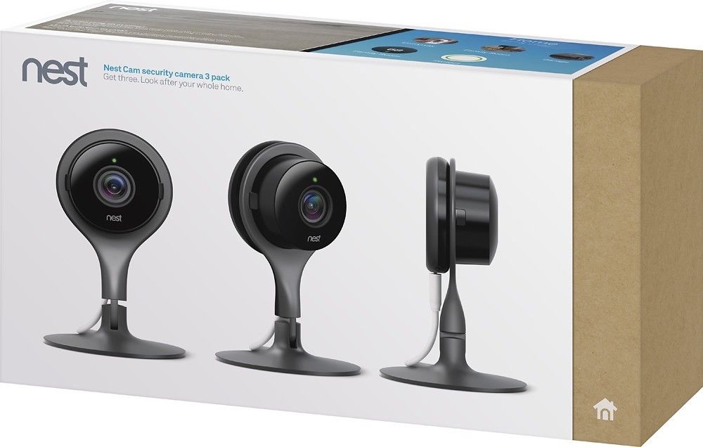 Google - Nest Cam Indoor Security Cameras (3-Pack) - Black