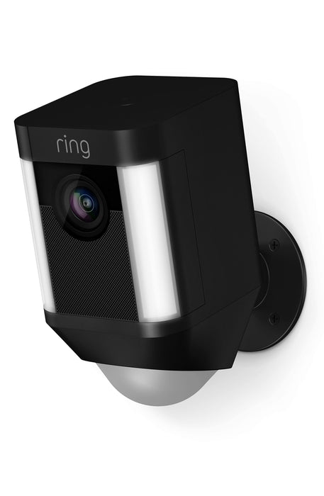 Roll Over to Zoom Ring Spotlight Camera Battery Powered Outdoor Black Wi-Fi Security Camera
