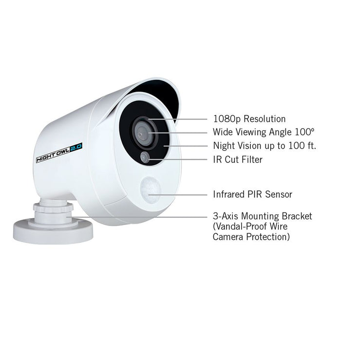 8 Channel HD Video Security System with 1TB Hard Drive and 4 1080p Wired Infrared Cameras